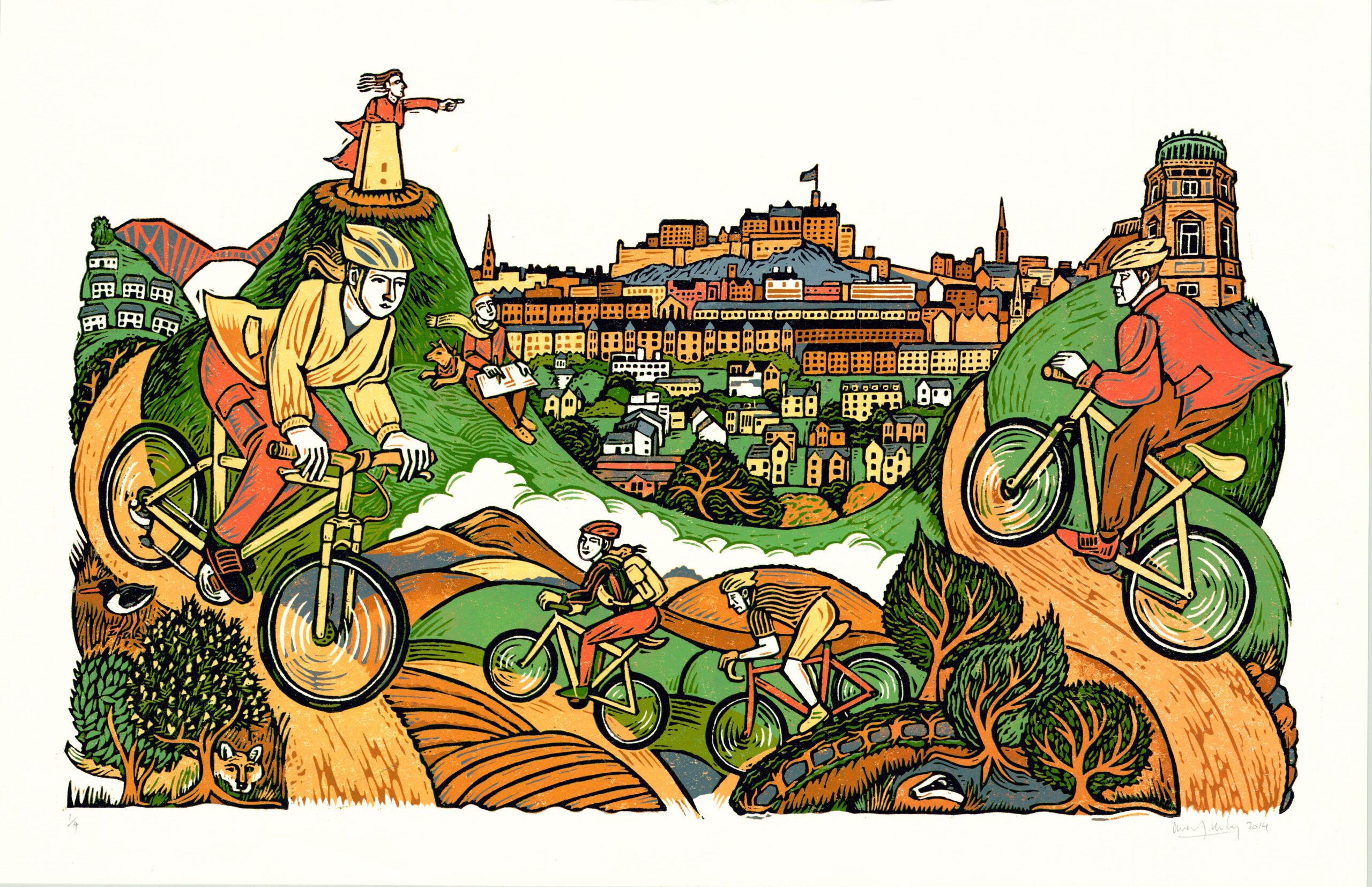 Beyond Edinburgh image from OWAIN Drwaing of cyclists around Edinburgh